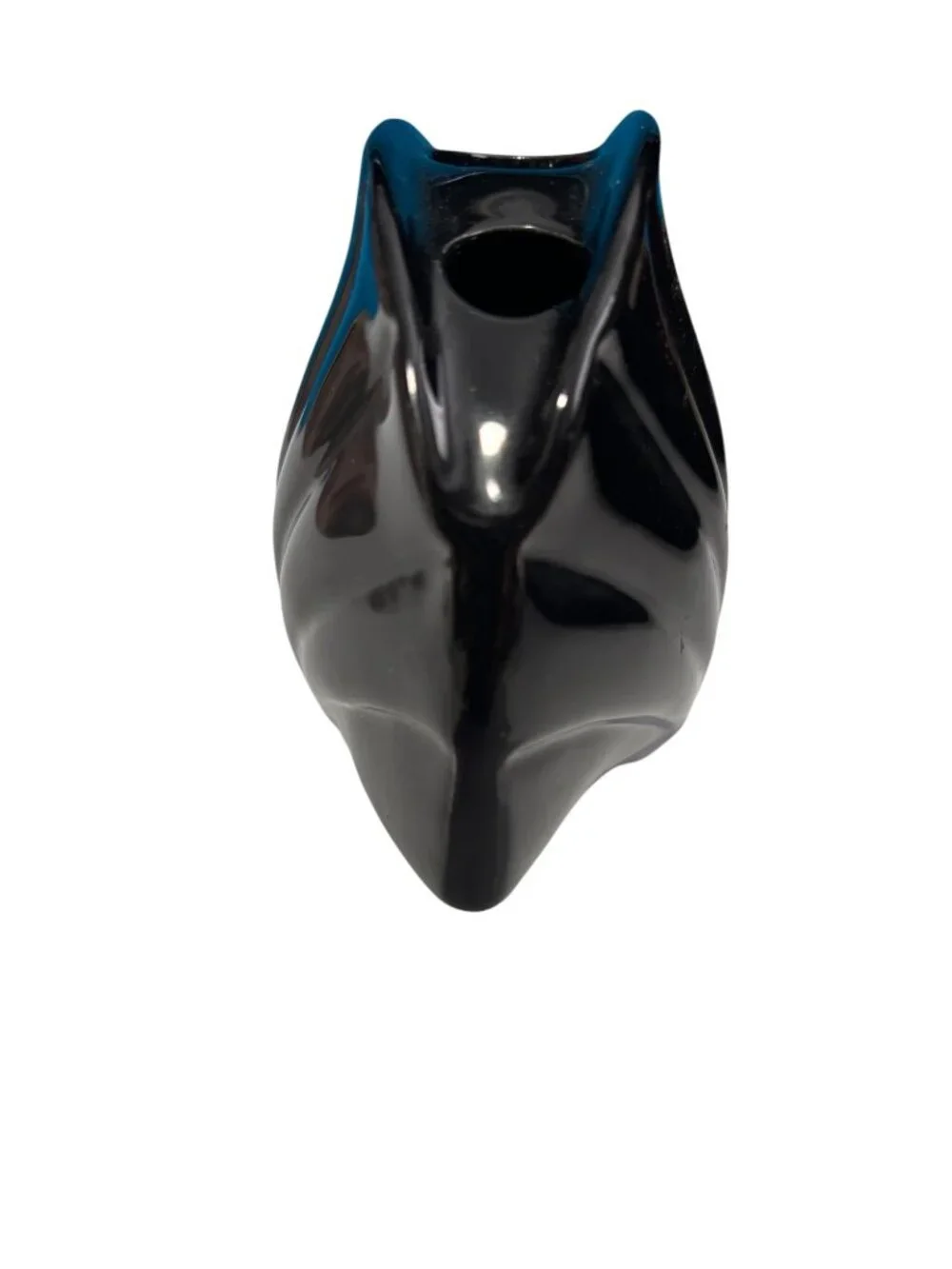Vintage 80's Black Ceramic Clam Shell-Shaped Toothbrush Holder